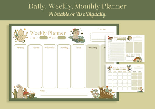 Cottagecore Daily, Weekly, and Monthly Planner