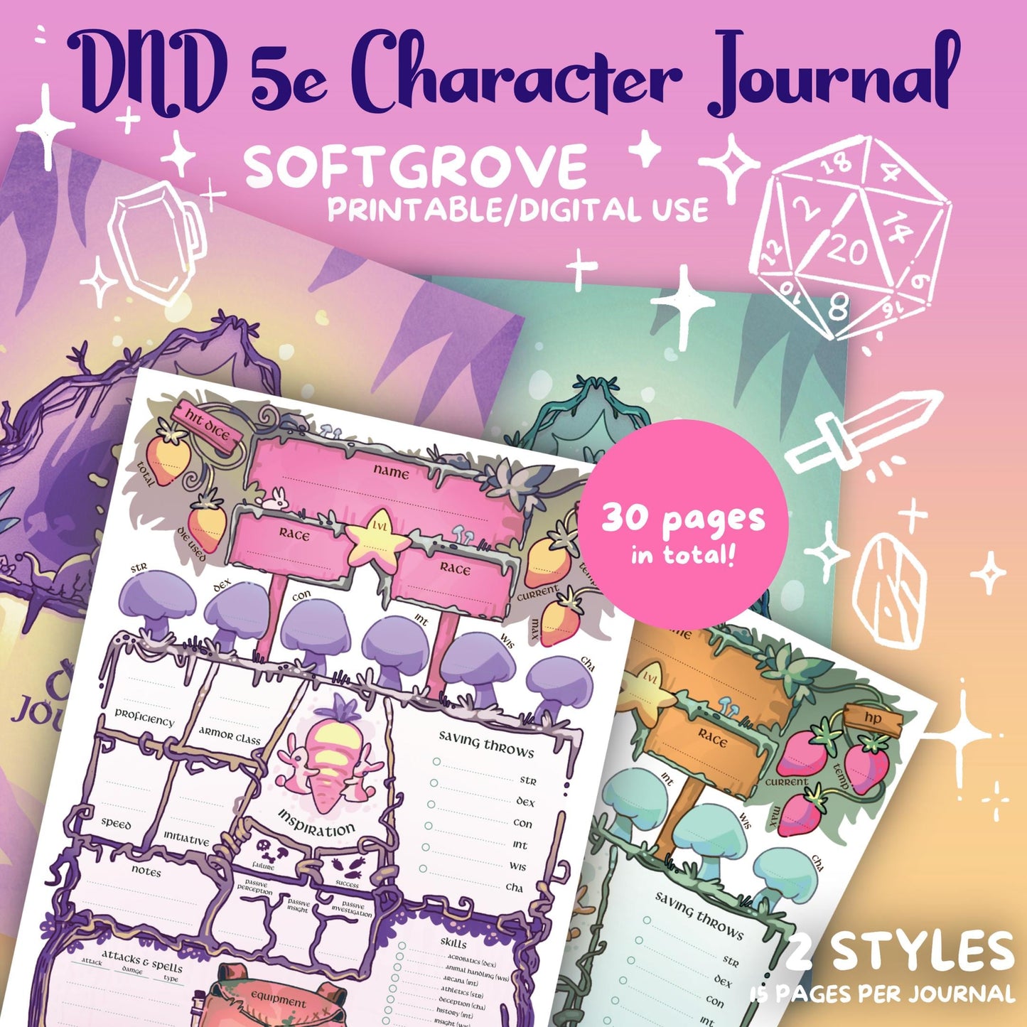 Softgrove – DnD 5e Character Journal PDF